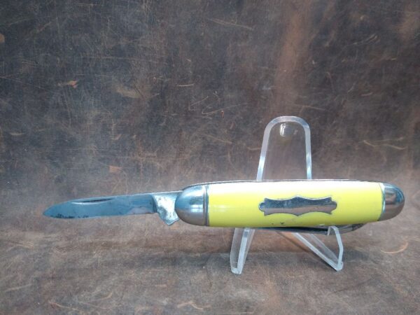 Vintage  Clover Brand Syracuse, NY –  Large 2 blade Jack Knife w/ Yellow Handle [Used – Excellent Cond.] Collectible Knives