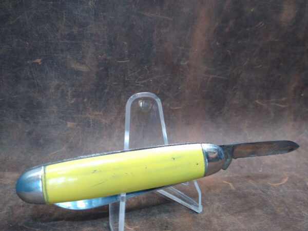 Vintage  Clover Brand Syracuse, NY –  Large 2 blade Jack Knife w/ Yellow Handle [Used – Excellent Cond.] Collectible Knives