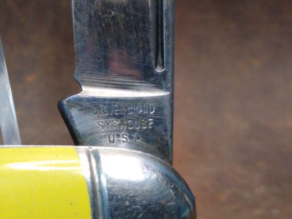 Vintage  Clover Brand Syracuse, NY –  Large 2 blade Jack Knife w/ Yellow Handle [Used – Excellent Cond.] Collectible Knives