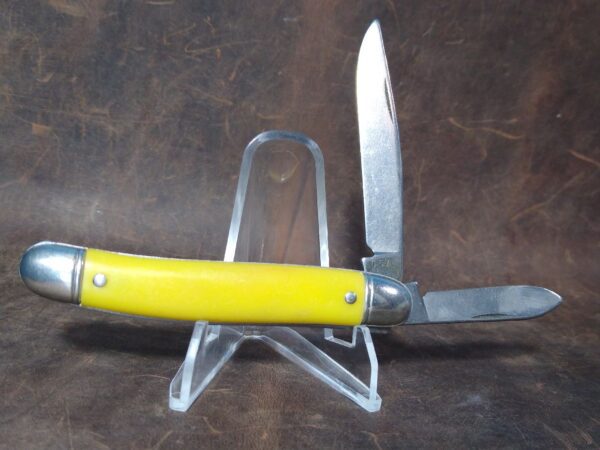 Vintage USA Made Large 2 blade Jack Knife w/ Yellow Handle [Used – Pristine Cond.] Collectible Knives