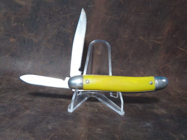 Vintage USA Made Large 2 blade Jack Knife w/ Yellow Handle [Used – Pristine Cond.] Collectible Knives