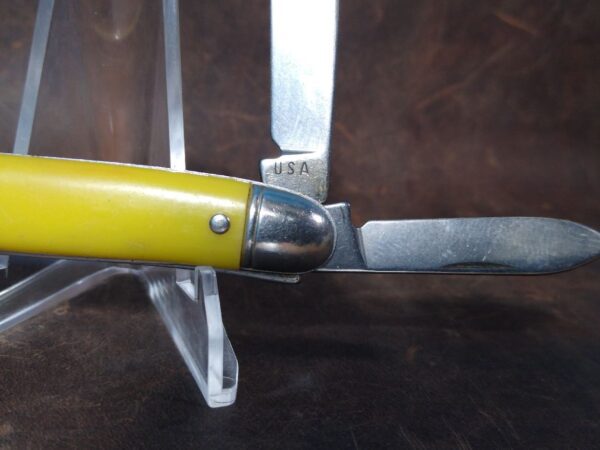 Vintage USA Made Large 2 blade Jack Knife w/ Yellow Handle [Used – Pristine Cond.] Collectible Knives