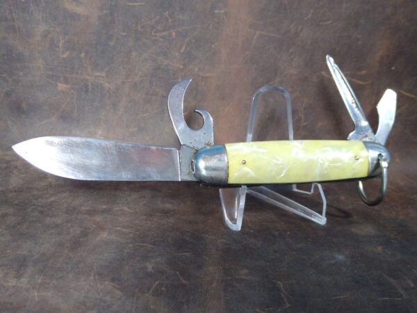 Vintage Imperial Prov. RI USA ‘Kamp King’, Cracked Ice Handle, Multi-Blade Camp Knife with Bail[Used – Excellent Cond.] Camp Knives