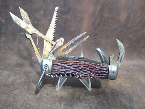 Vintage PIC Japan Camp/Scout 11 Blade Multi-tool Folding Pocket Knife with Stag Handle[Used – Excellent Cond.] Camp/Scout Knives