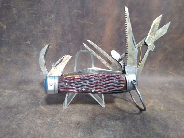 Vintage PIC Japan Camp/Scout 11 Blade Multi-tool Folding Pocket Knife with Stag Handle[Used – Excellent Cond.] Camp/Scout Knives