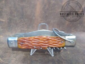 Vintage Stag Handled Camp Knife 8 Blade Multi-tool Folding Knife [Used - Very Good Cond.]