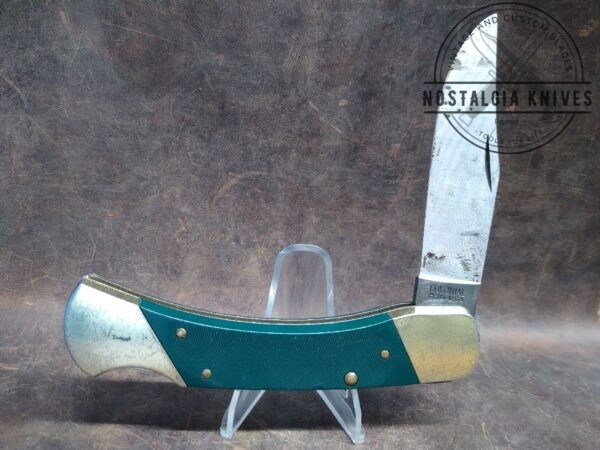 Vintage Colonial Prov. USA  Large Folding Hunter Knife Lock-Back with Green Saw Cut Handles[Used – Excellent Cond.] Colonial Knives