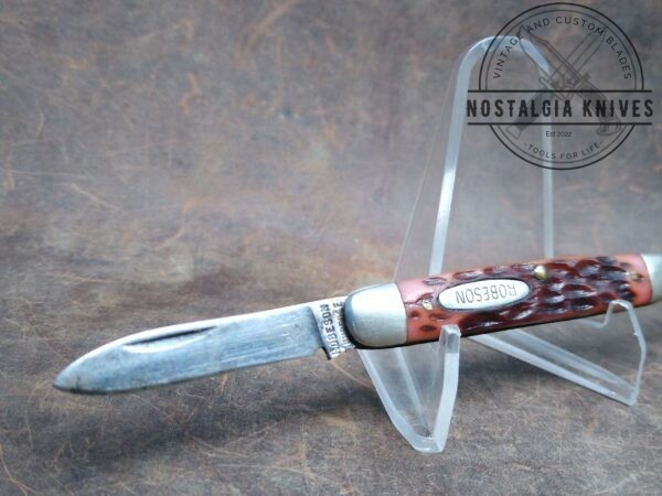 Vintage Robeson SHUREDGE 622064 Jigged Bone Handle 2 Blade Pen Knife [Used – Excellent Cond.] Collectible Knives